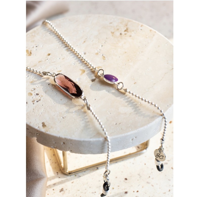 Sunglasses chain Crystal C (Silver) - purple
